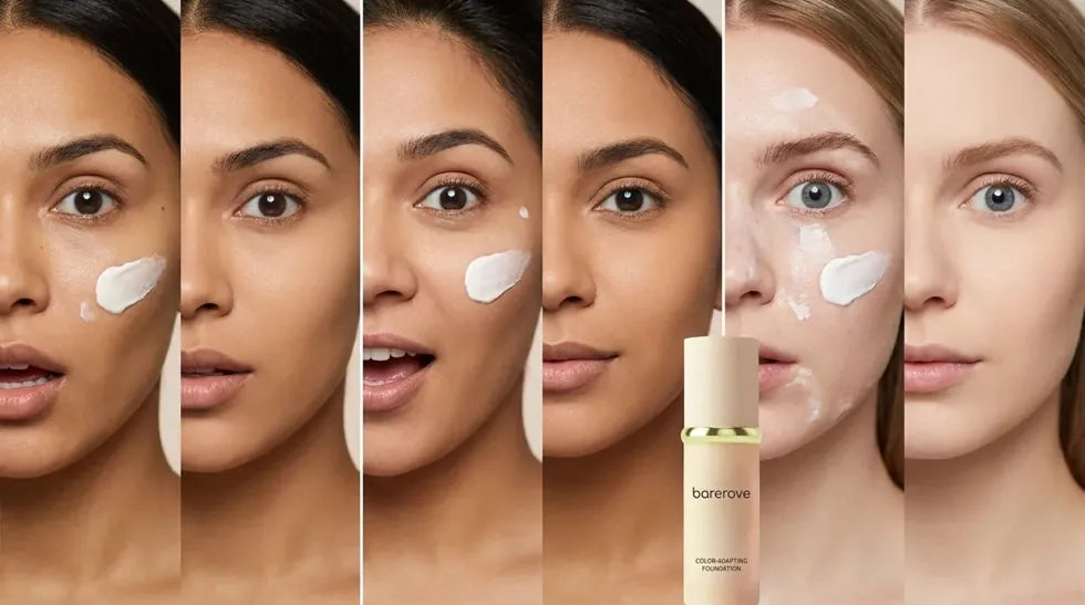 One bottle becomes a different shade across three skin tones