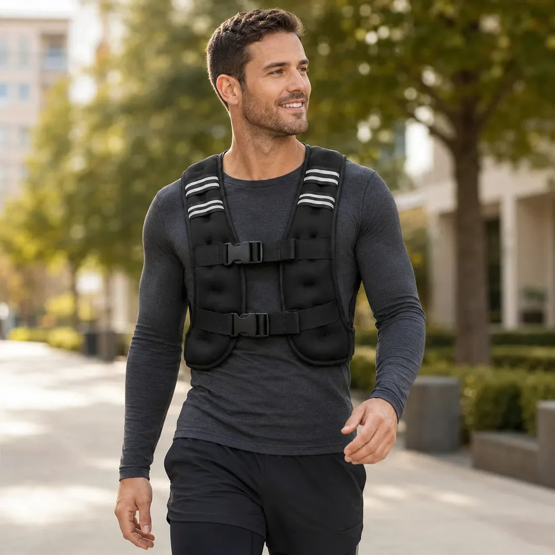 A man on a walk in the Givorn weighted vest