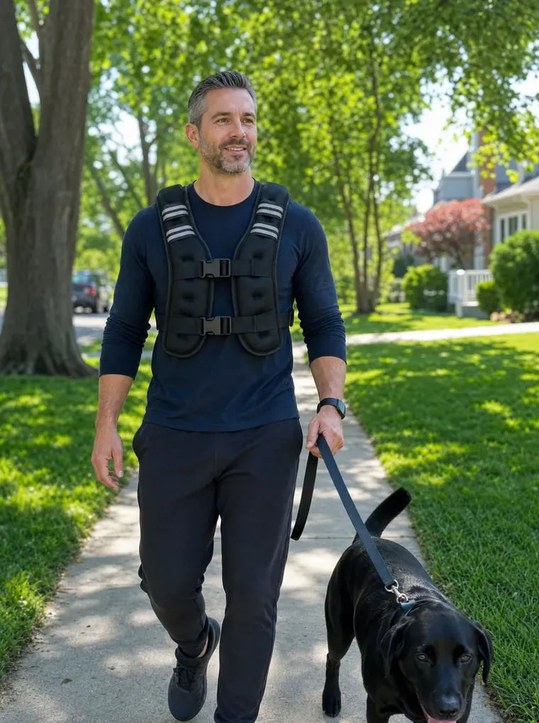 Derek, a verified Givorn owner, walking his daily loop in the vest