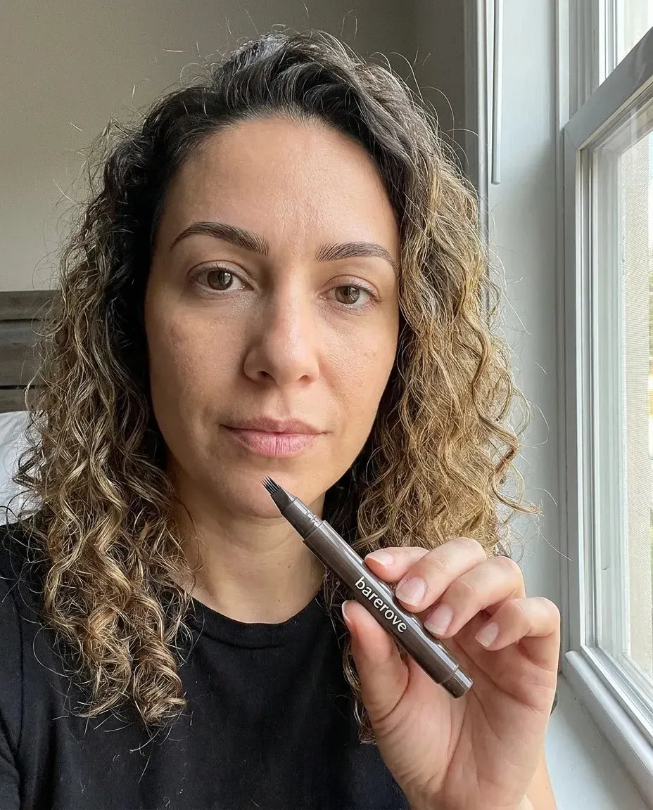 Customer by the window, brows done with the pen