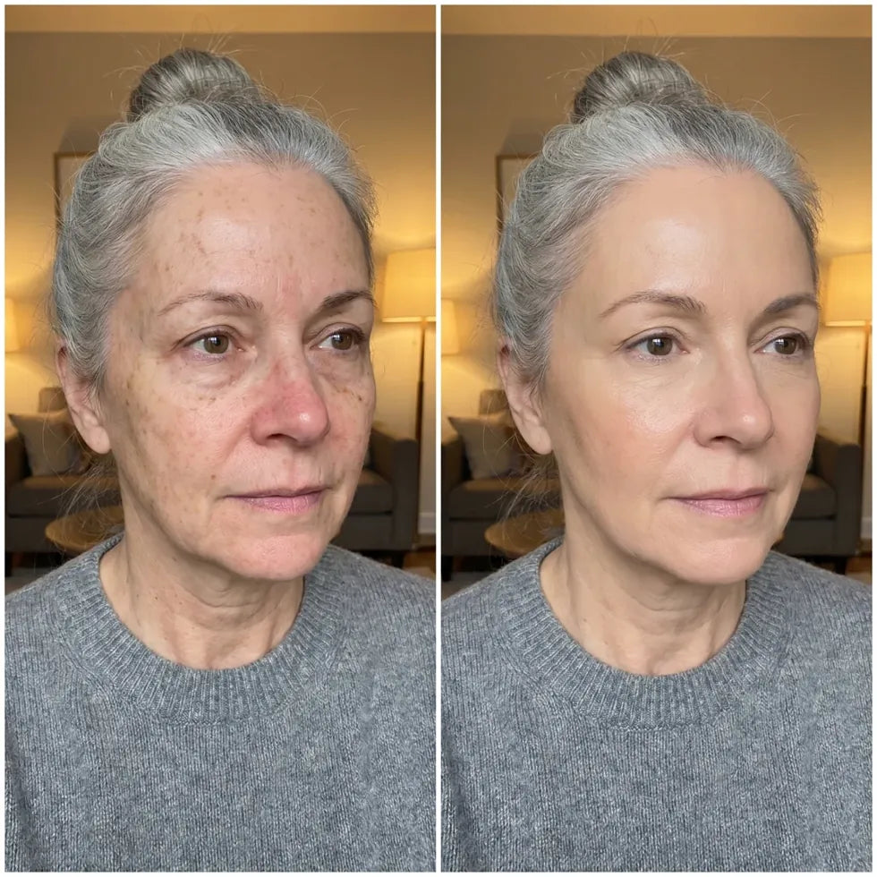 Before and after on mature skin
